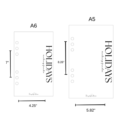 Holidays Vellum A5/A6 Dashboard