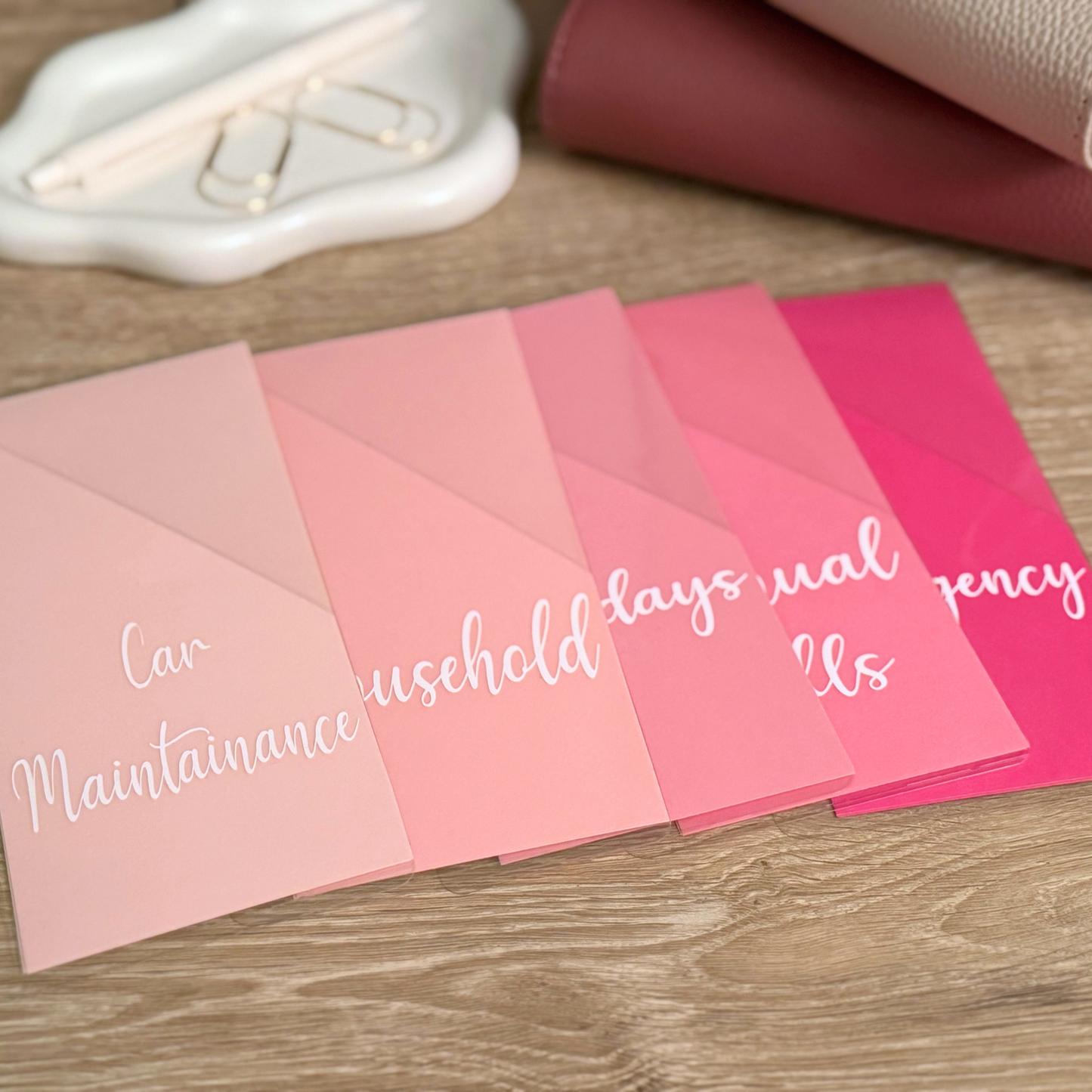 A6 Pink Ombre Cash Envelopes Set of 5