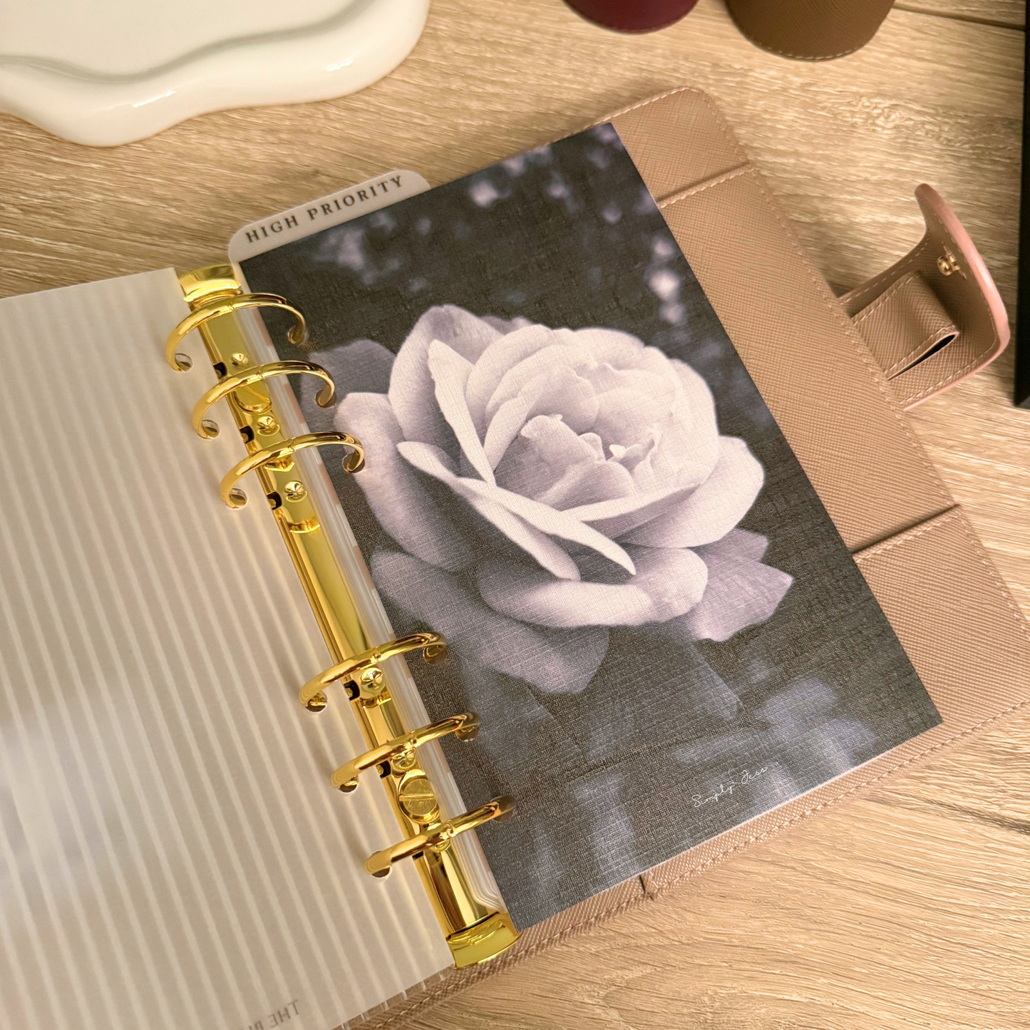 Midnight Petals Linen A5/A6 Dashboard
