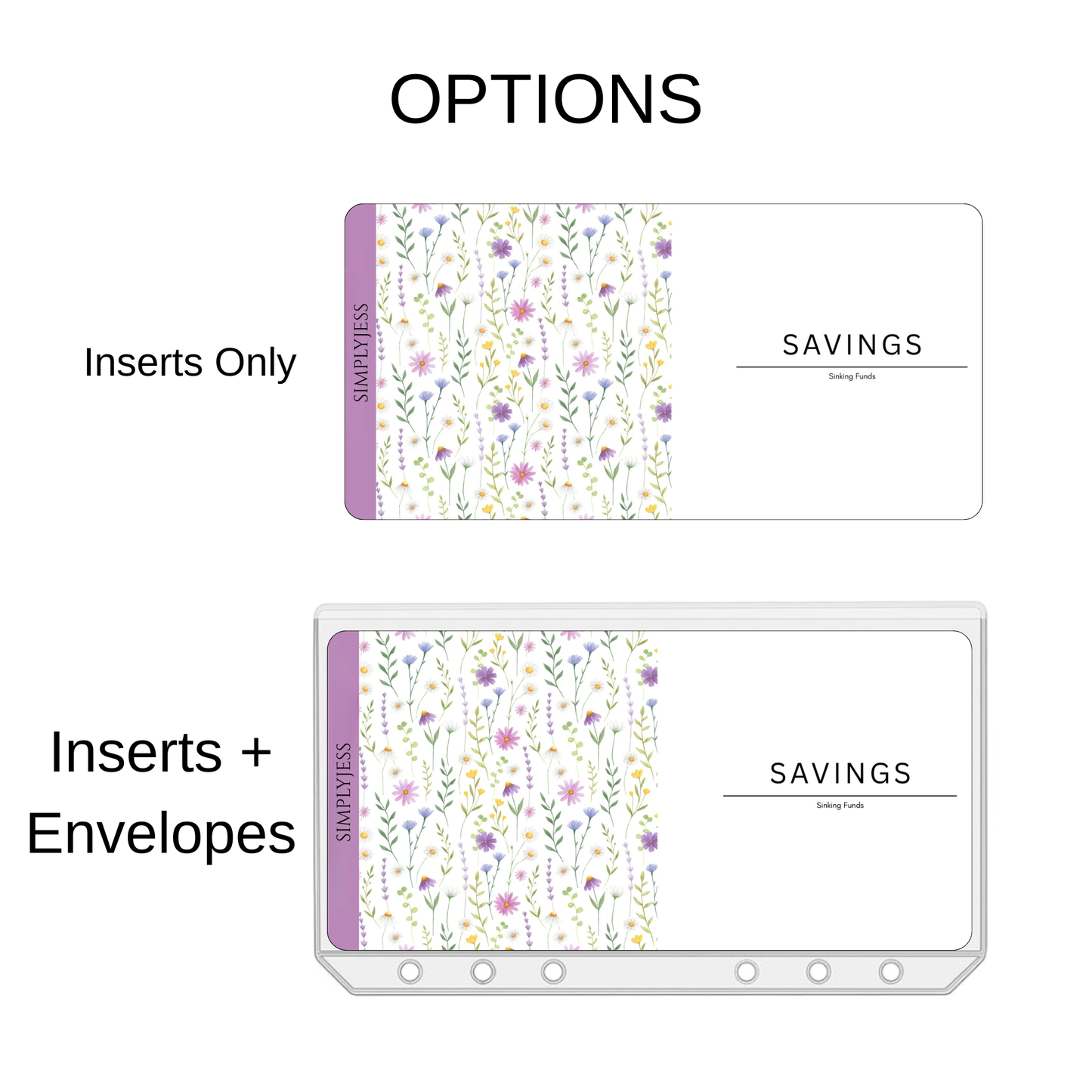 Purple Floral Envelope Inserts A6